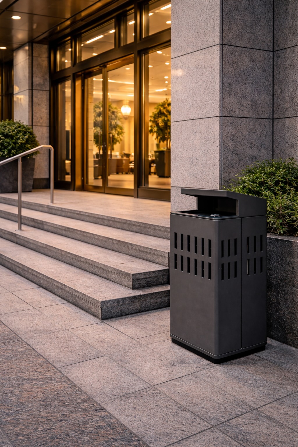 Coș de gunoi urban cu scrumiera, 115L – Smash Design, ZENORA 444 , 50×50×90 CM Coș de gunoi urban cu scrumiera, 115L – Smash Design, ZENORA 444 , 50×50×90 CM