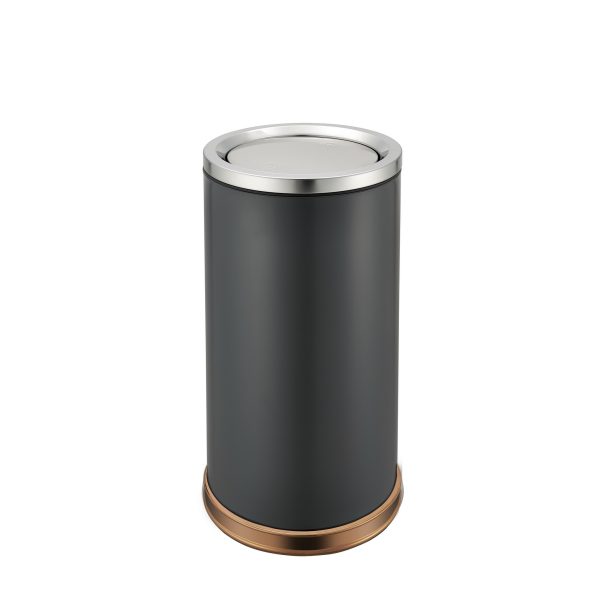 Coș de gunoi cu capac batant 89 L, PRH-110EB21, argintiu cu bază decorativă aurie