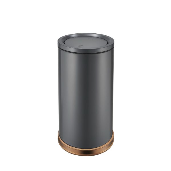 Coș de gunoi gri cu capac batant 89 L, PRH-110EB23, bază decorativă aurie