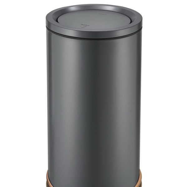 Coș din INOX, 89L, model PRH-110EBM2023 (negru mat + bază aurie), 38 x 79 CM