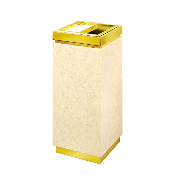 Coș de gunoi cu scrumieră auriu-crem – 16L – PRH-7B01GM2023