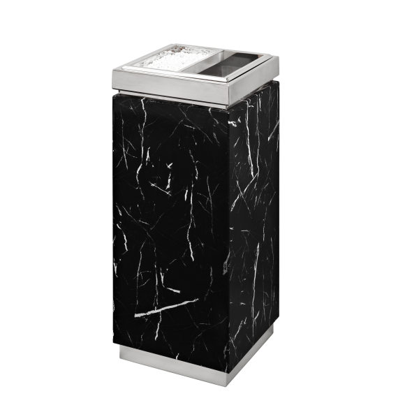 Coș de gunoi cu scrumieră argintiu-negru – 16L – PRH-7B022022