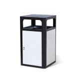 Coș de gunoi exterior 120L Smash Design SM67W – Coș metalic stradal din oțel, rezistent la intemperii, 56 x 56 x 97 cm