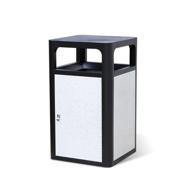 Coș de gunoi exterior 120L Smash Design SM67W – Coș metalic stradal din oțel, rezistent la intemperii, 56 x 56 x 97 cm