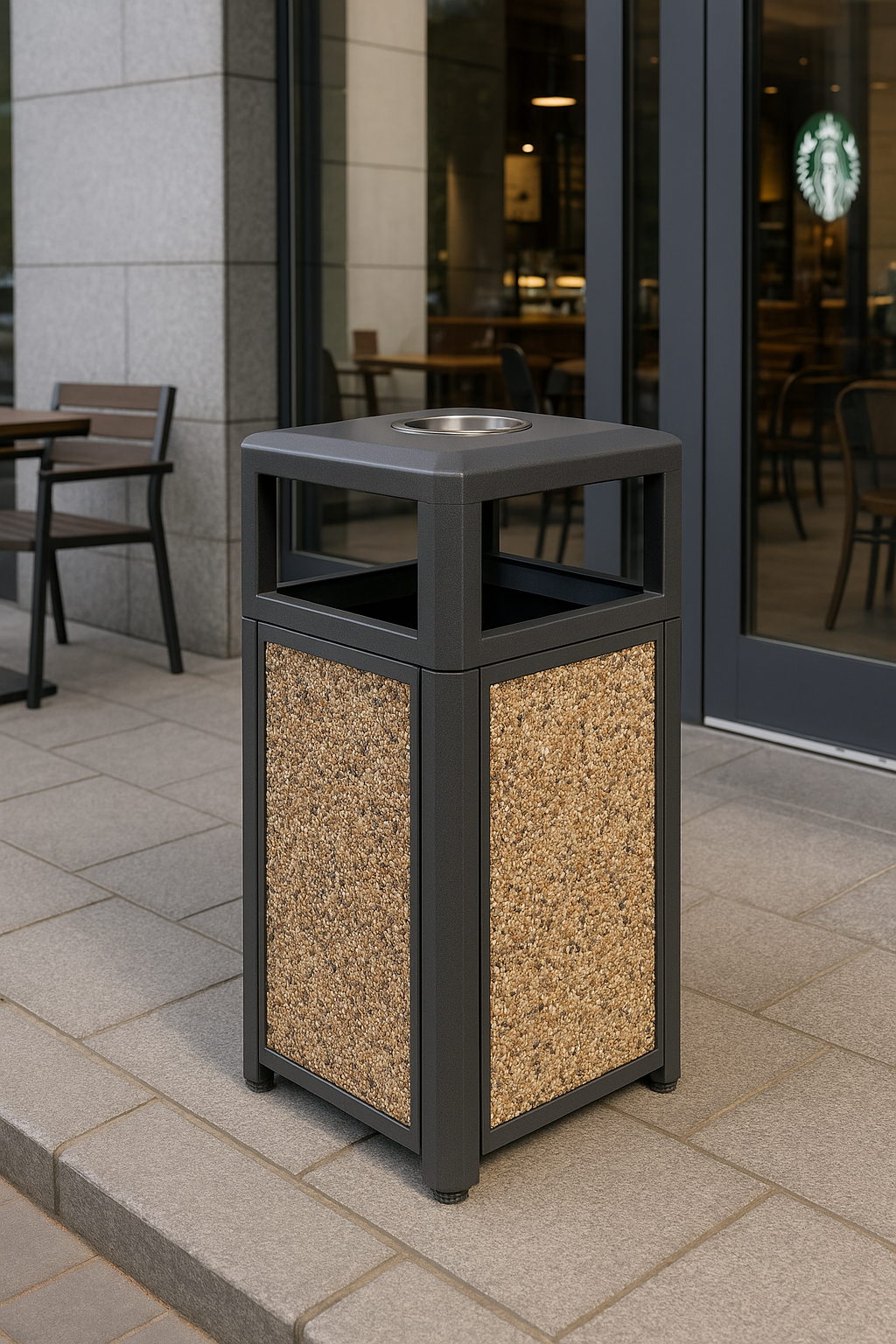 Coș de gunoi urban cu scrumieră SMASH LM, multicolor, anti-vandalism, 150L Coș de gunoi urban cu scrumieră SMASH LM, multicolor, anti-vandalism, 150L
