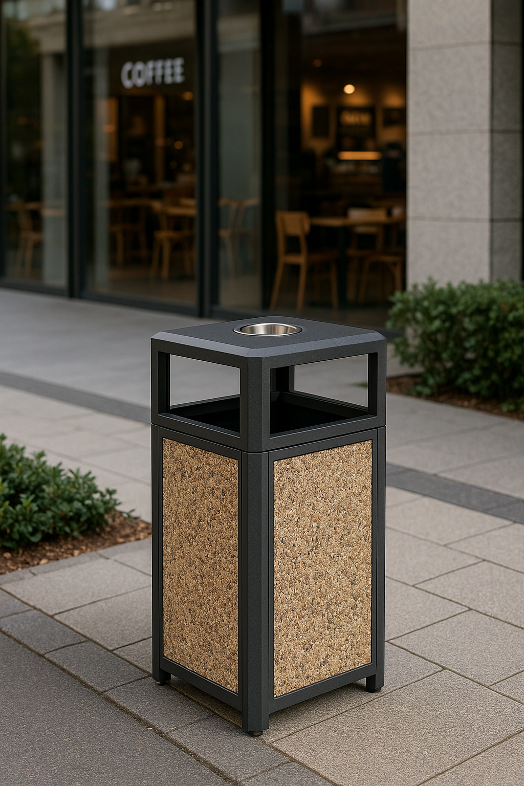 Coș de gunoi urban cu scrumieră SMASH LM, multicolor, anti-vandalism, 150L Coș de gunoi urban cu scrumieră SMASH LM, multicolor, anti-vandalism, 150L
