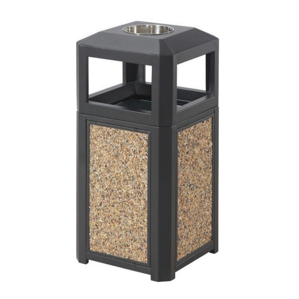 Cos de gunoi exterior cu scrumiera, 60 L, Multicolor, SMASH M, 40 x 40 x 85 CM