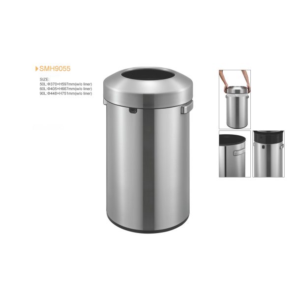 Coș de gunoi comercial din INOX, argintiu – 60L – SMH9055