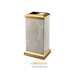 Coș de gunoi cu scrumieră din marmură și INOX auriu – 50L – SMH9407D