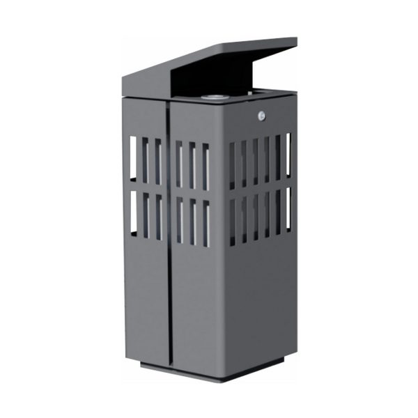 Coș de gunoi urban cu scrumieră 115 L ZENORA 444INOX | Coș exterior premium 50x50x90 CM
