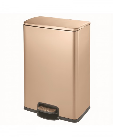 Coș de gunoi cu pedală PRH-SJ40-F02, 40L, inox 410, Champagne Gold, soft-close, 42,8 x 32 x 71,5 cm